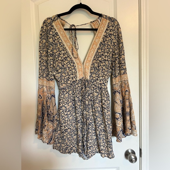 Free People Floral Boho romper Dress with Bell Sleeves - Picture 1 of 7